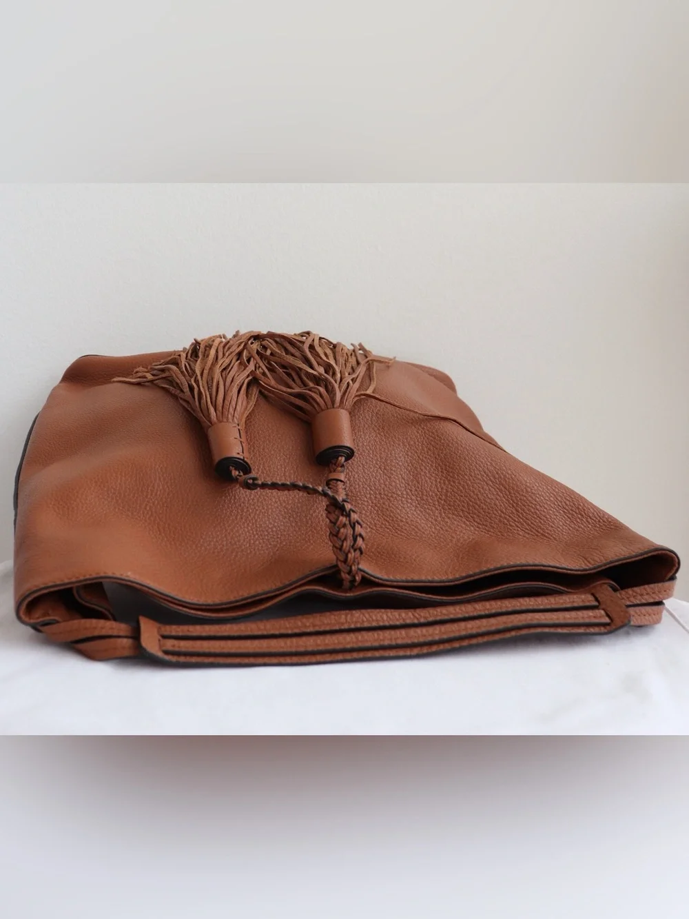 Rebecca Minkoff Isobel Large Brown Soft Leather Shoulder Hobo Bag Tassel Accent